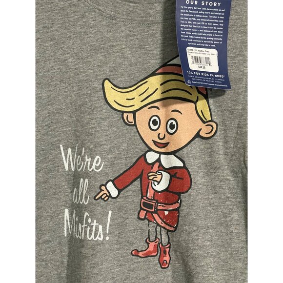 Life Is Good Womens We’re All Misfits Long Sleeve Crusher Tee XS Heather Gray - Picture 2 of 8